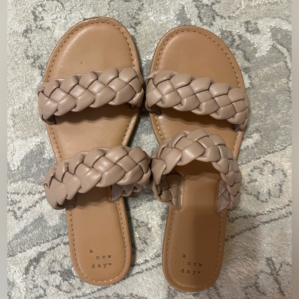 A New Day Sandals, Tan Leather, Size 8